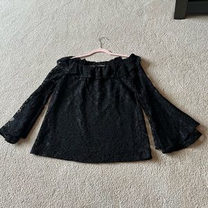 Express Black Long Sleeve Lace Top / Size: Medium